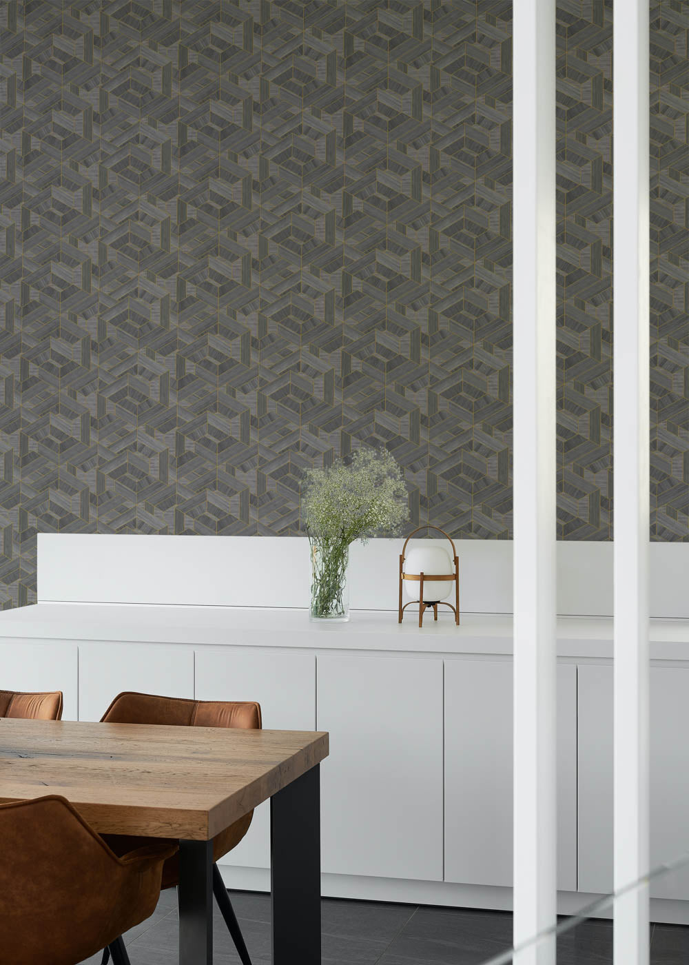 Hexagon VCA00446 Veneer Wallpaper