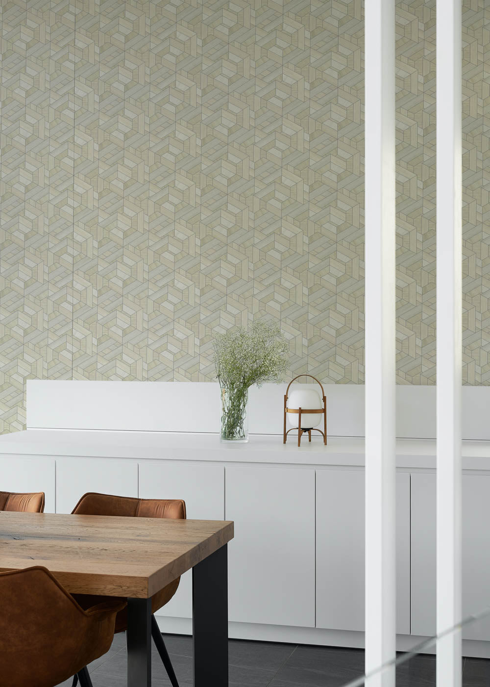 Hexagon VCA00444 Veneer Wallpaper