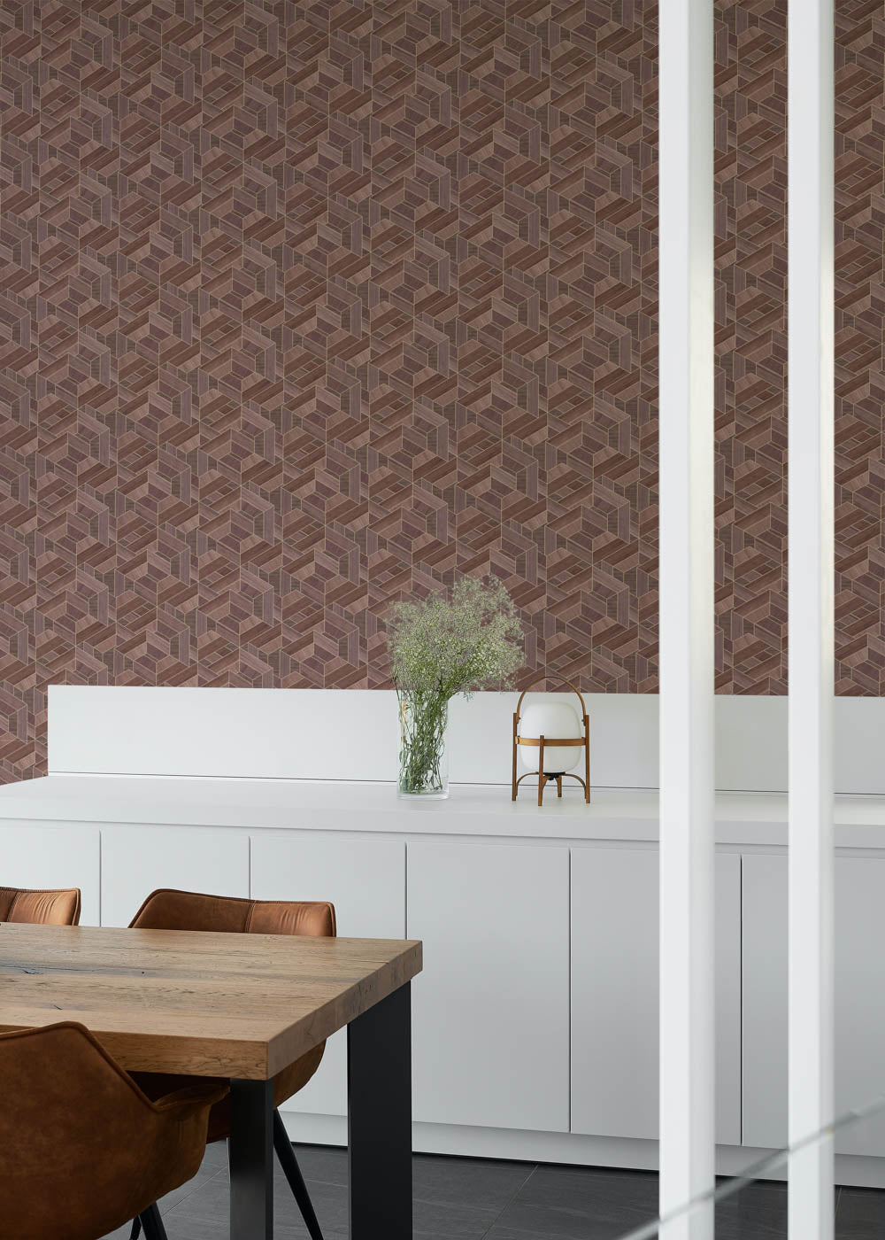 Hexagon VCA00447 Veneer Wallpaper