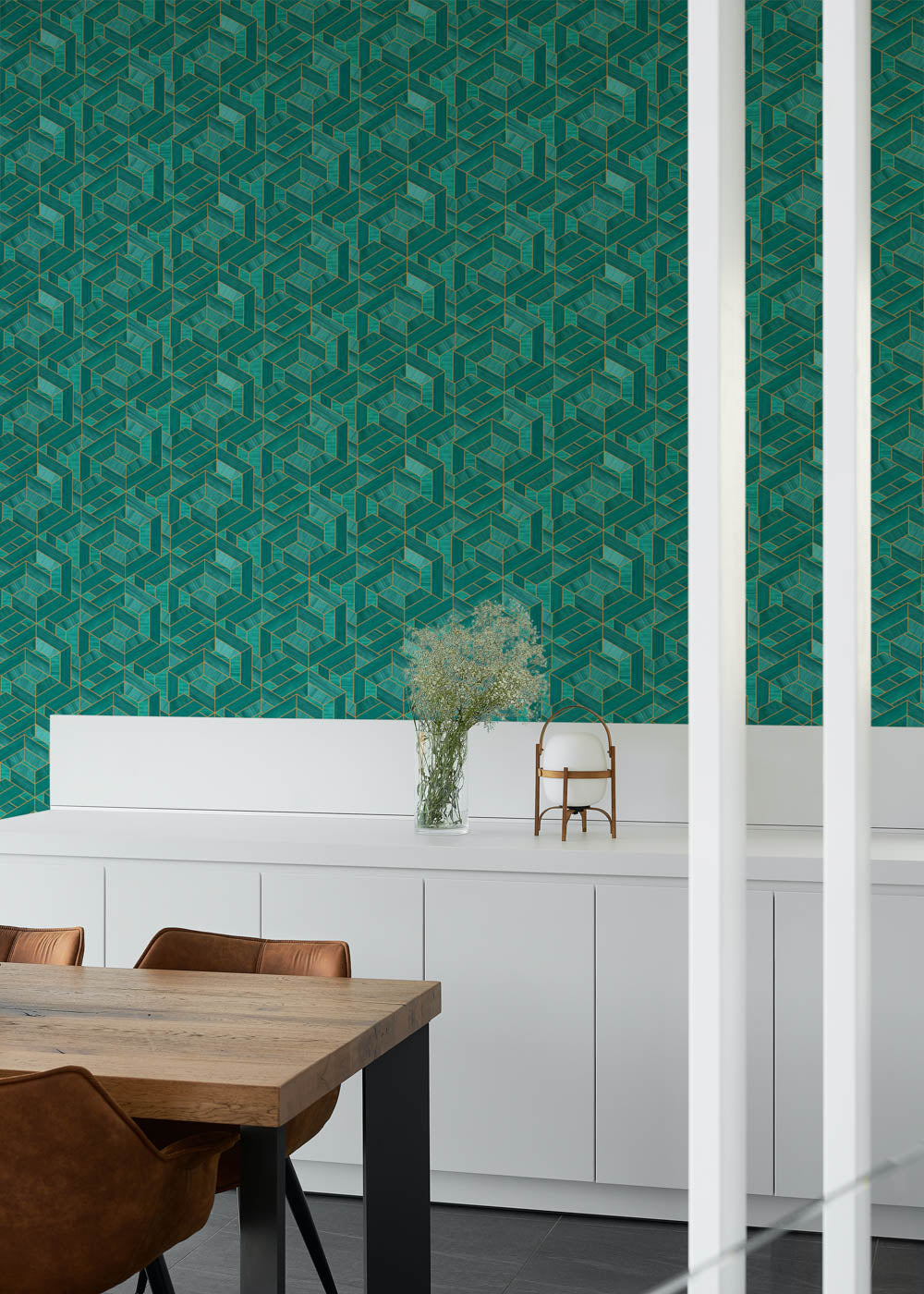 Hexagon VCA00448 Veneer Wallpaper