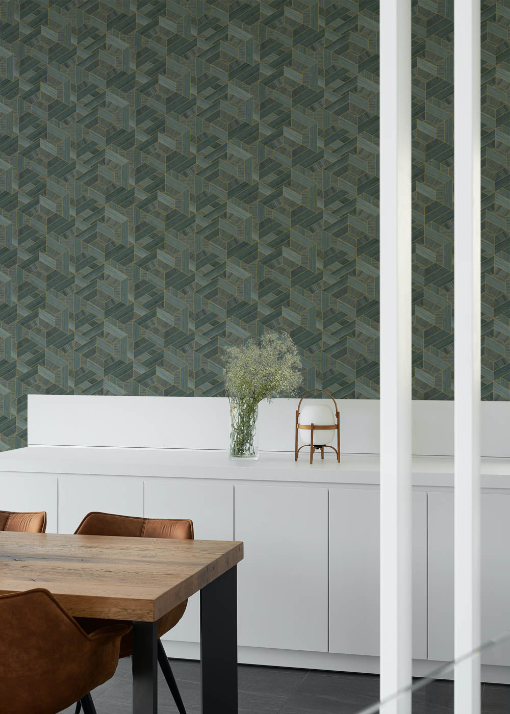 Hexagon VCA00449 Veneer Wallpaper