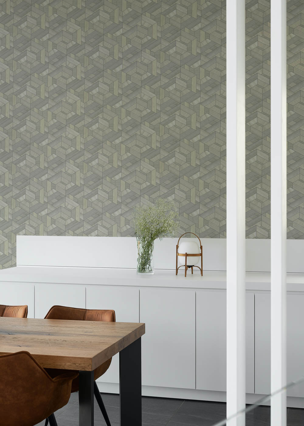 Hexagon VCA00451 Veneer Wallpaper