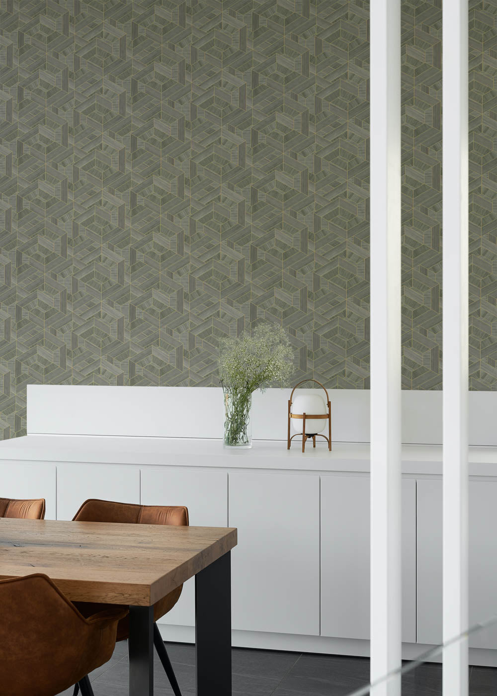 Hexagon VCA00452 Veneer Wallpaper