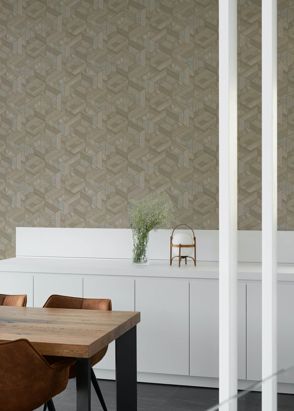 Hexagon VCA00453 Veneer Wallpaper